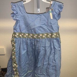 Matilda Jane blue dress with tag and button size 6